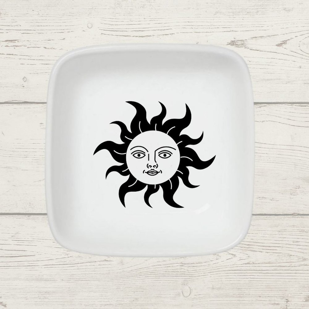 Mystical Sun White Porcelain Ring Dish